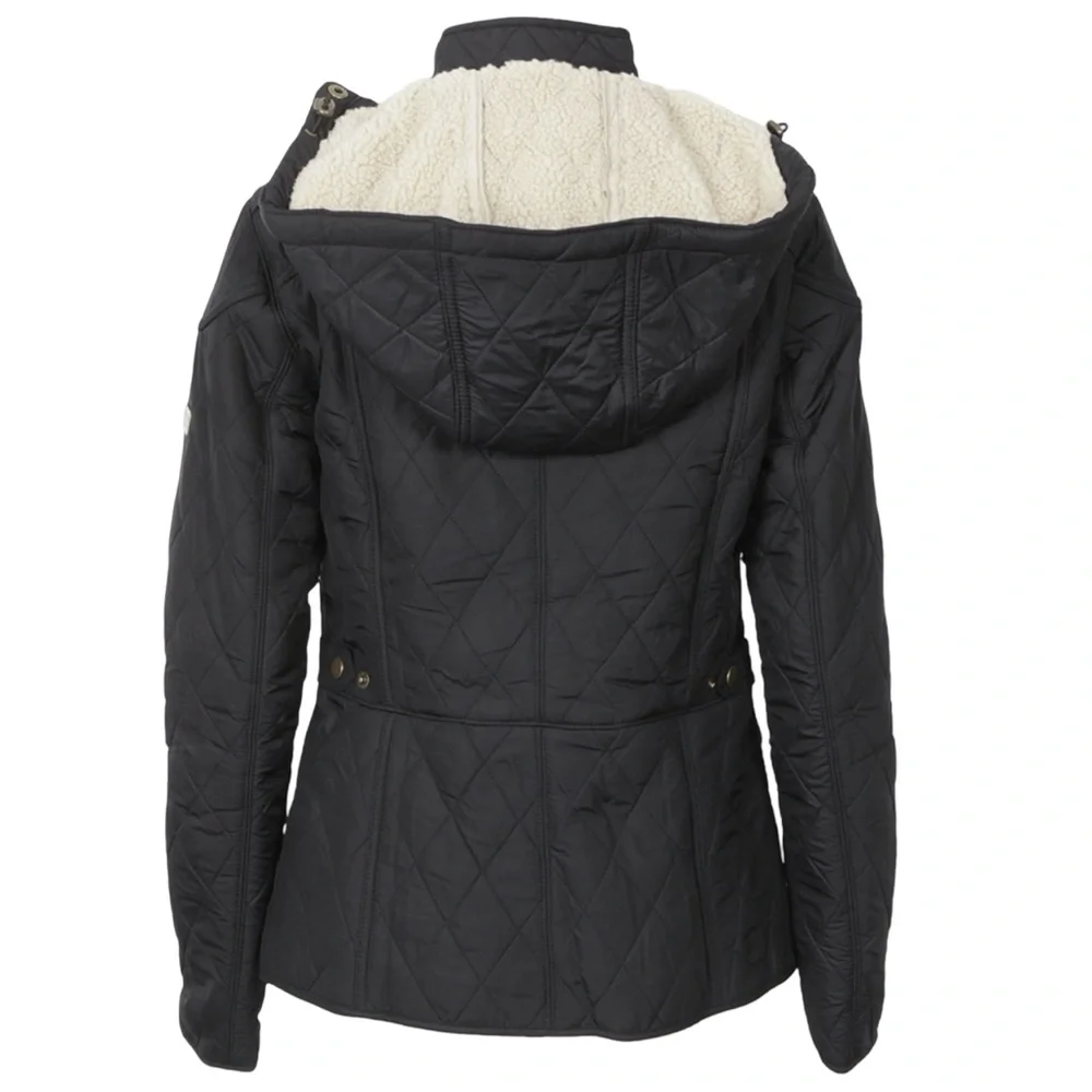 Barbour Dark Quilted Utility Jacket with Gold Accents - Picture 2 of 7